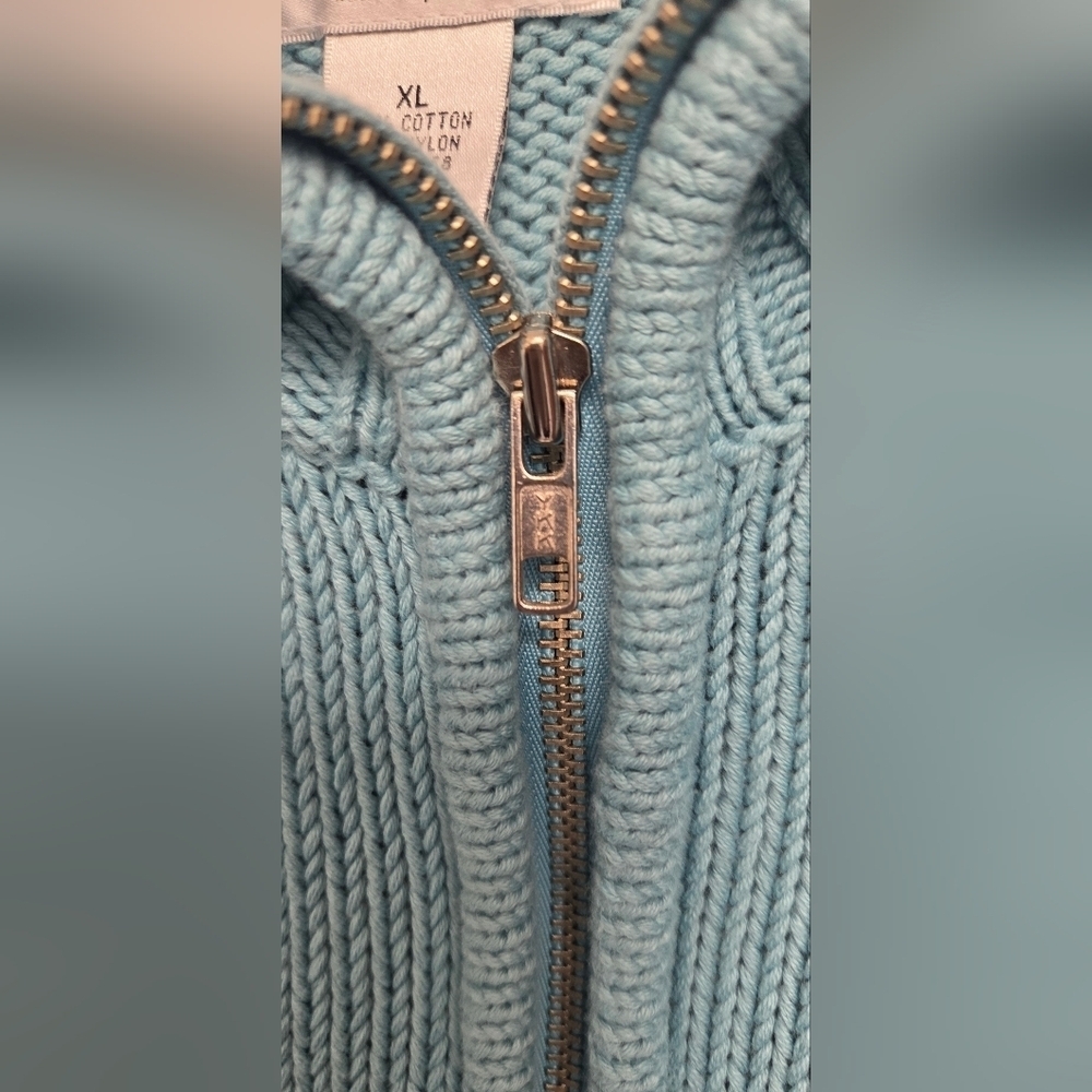 Vintage Bonnie & Bill XL Cottonblend Candy Blue Women's Zipper Cardigan Sweater - Picture 6 of 12
